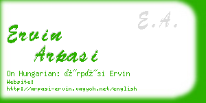 ervin arpasi business card